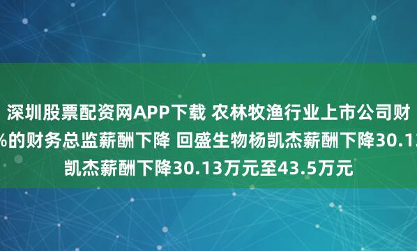 深圳股票配资网APP下载 农林牧渔行业上市公司财务总监观察：28%的财务总监薪酬下降 回盛生物杨凯杰薪酬下降30.13万元至43.5万元