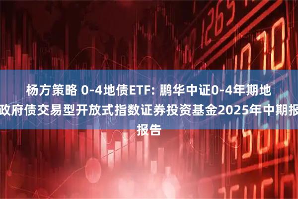 杨方策略 0-4地债ETF: 鹏华中证0-4年期地方政府债交易型开放式指数证券投资基金2025年中期报告